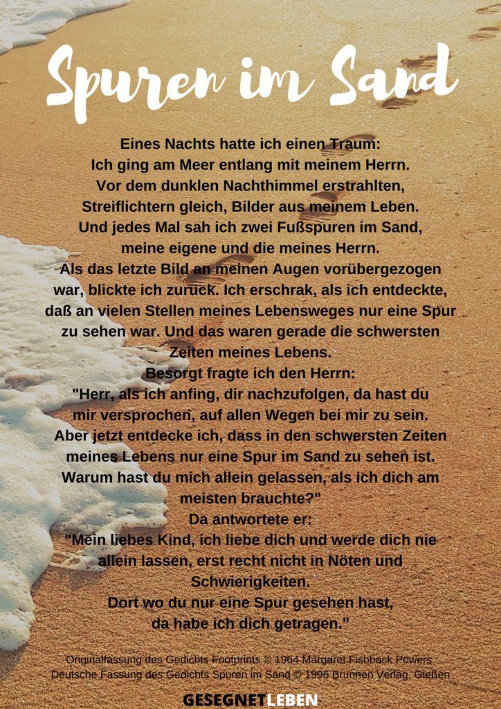 Spuren im Sand PDF und Text zum Ausdrucken Leben